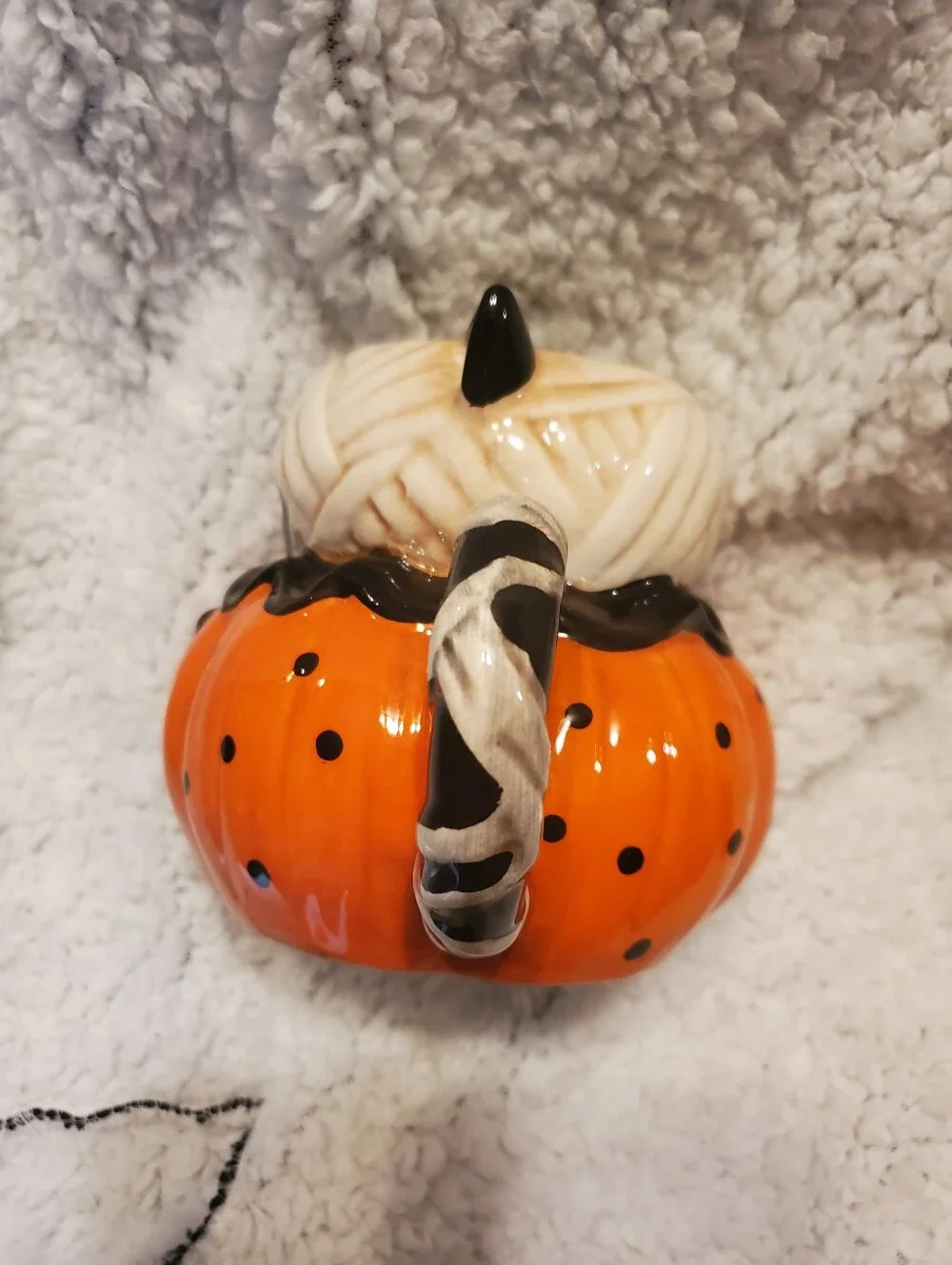 Johanna Parker Halloween Mummy Cat Pumpkin Figural Ceramic Coffee Mug Transpac